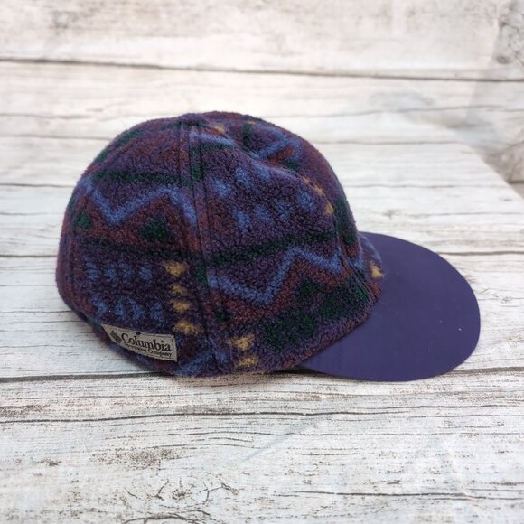 Vintage Columbia fleece Aztec ski hat baseball cap S/M made in USA - Picture 3 of 7